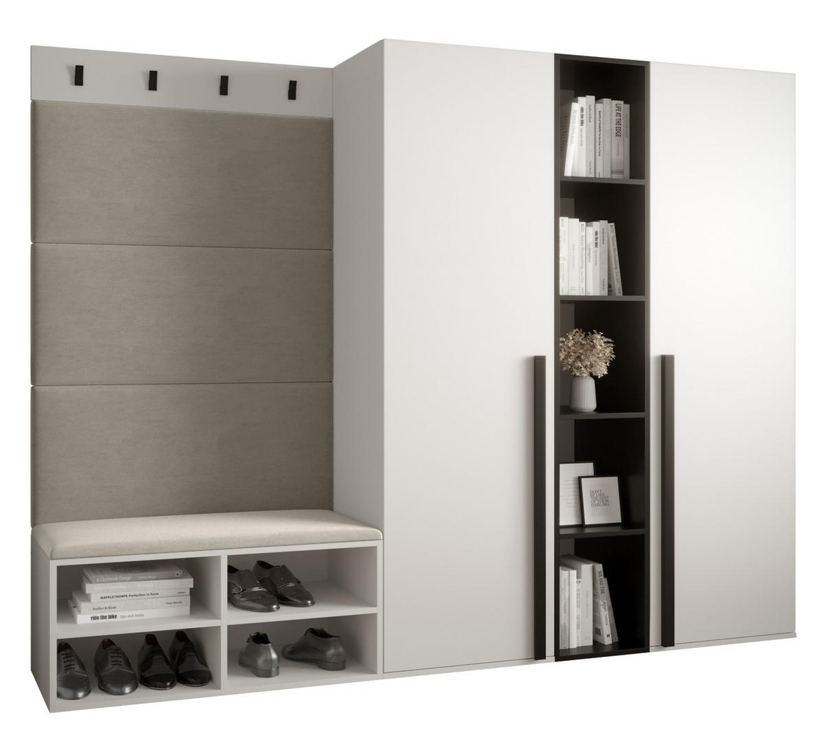 GARDEROBEN-SET 214/184/42 - Creme/Schwarz, Holz/Kunststoff (214/184/42cm) - MÖBEL KRYSPOL
