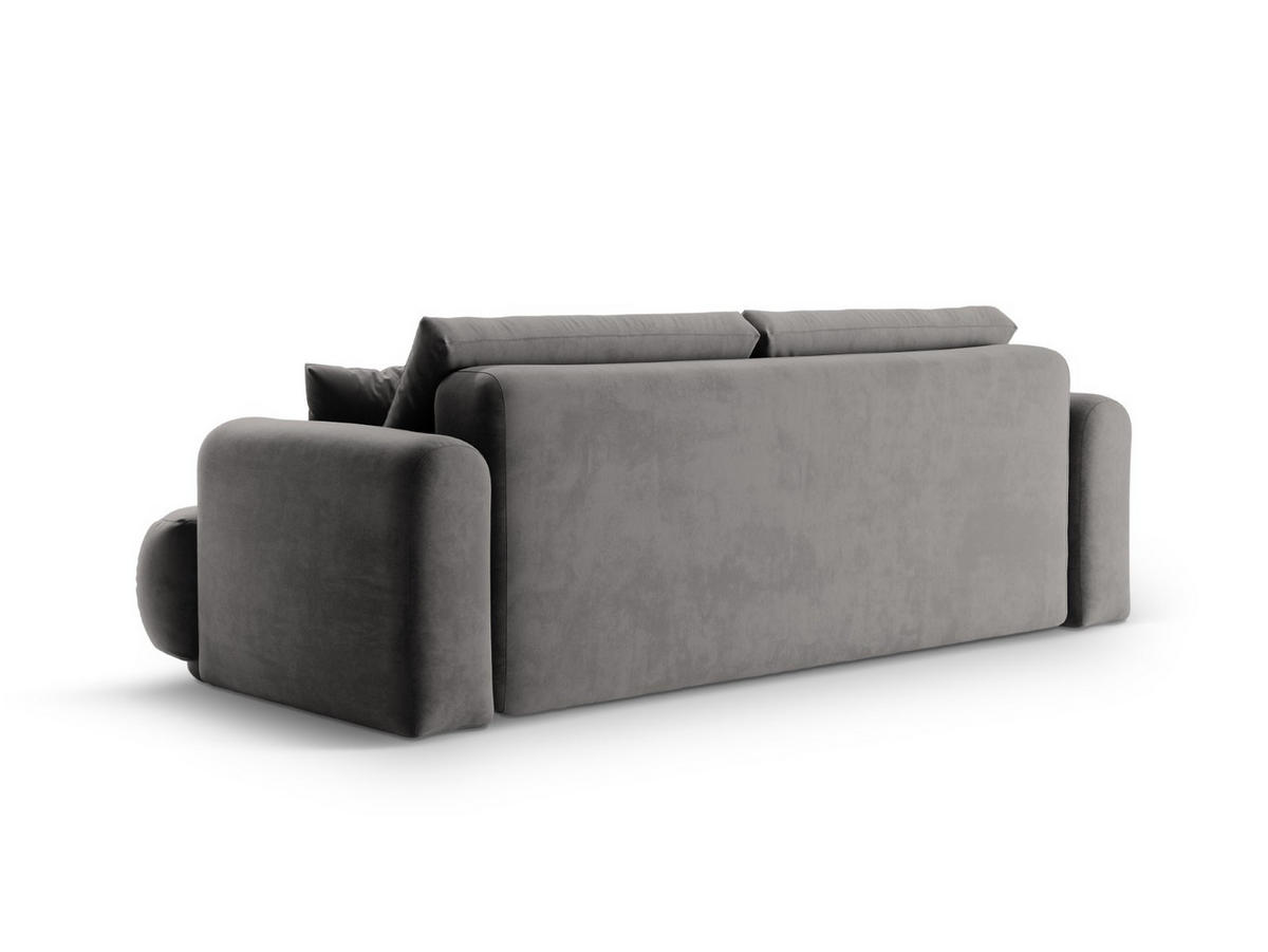 SOFA ausklappbar mit Bettkasten Ella aus Samt grau 3 Sitzplätze - Grau, Textil (271/94/108cm) - Micadoni