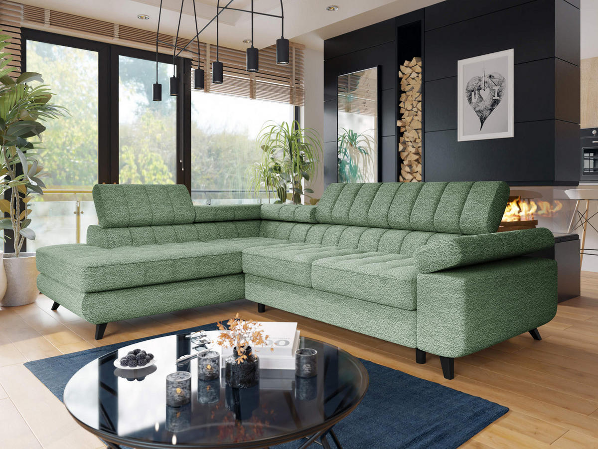 COLTAR Nord Premium, Stanga - verde mentă/antracit, material textil/lemn (264/203cm) - MIRJAN24