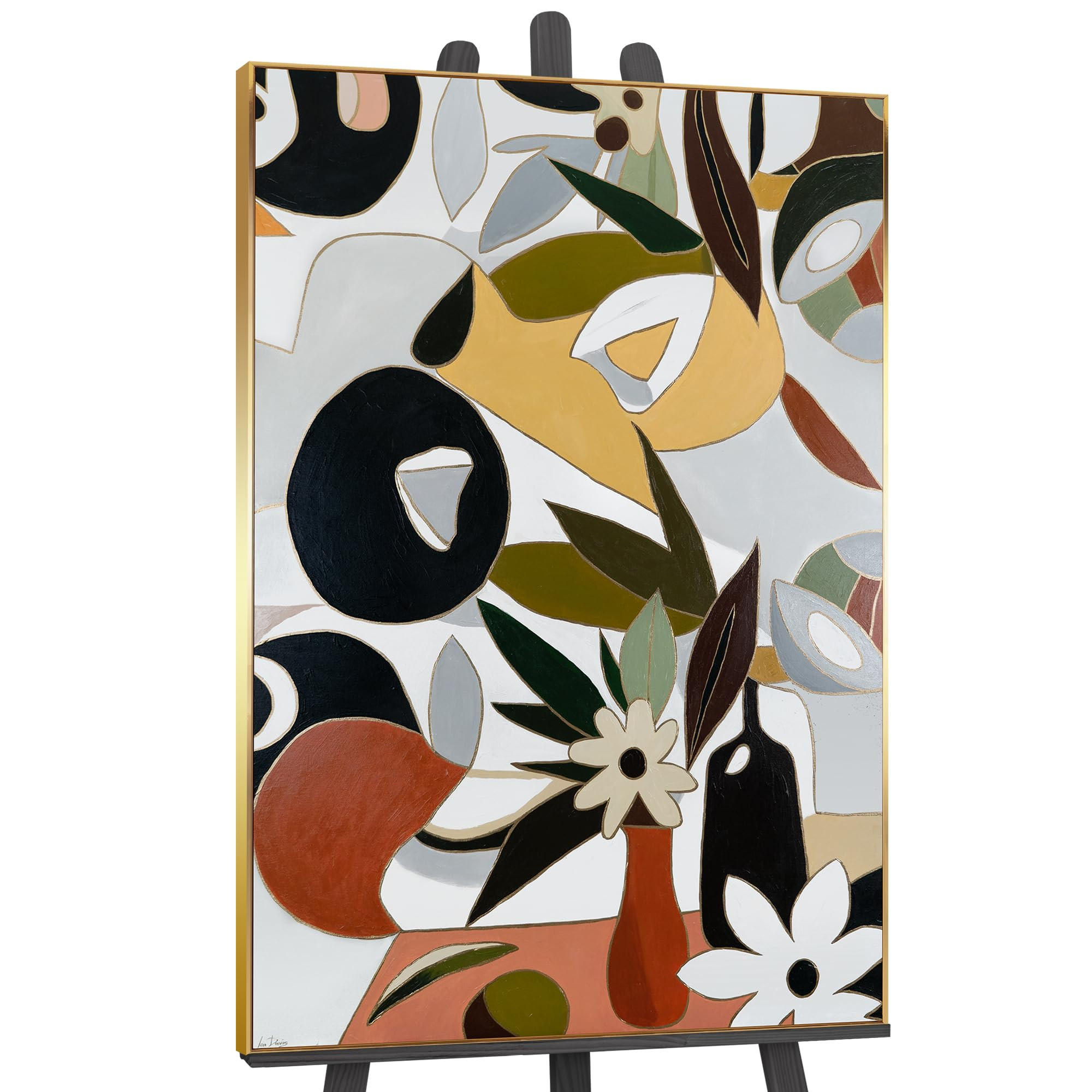 GEMÄLDE Goldene Komposition Schattenfugenrahmen Gold 140x100 cm - Goldfarben, Holz (140/100cm) - YS-art gallery