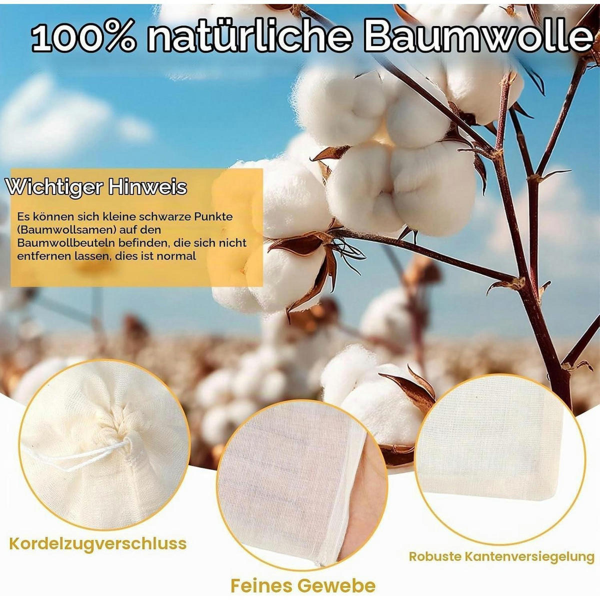 BAUMWOLLSÄCKCHEN 25 Stück 10 x 15 cm - Weiß, Textil (15/1.5/10.5cm)