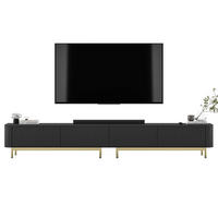 TV skrinka Aurora, set 2 kusov s kovovým rámom, matná čierna, 280 cm - čierna/zlatá, kov/kompozitné drevo (280/44/35cm) - Meble Lindner