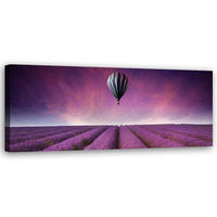 WANDBILD luftballon über einem lavendelfeld - Lila, Textil (90/30cm) - Feeby