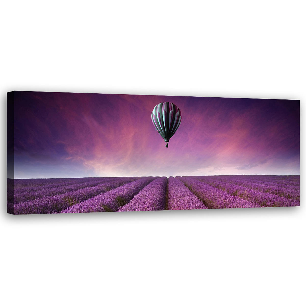 WANDBILD luftballon über einem lavendelfeld - Lila, Textil (90/30cm) - Feeby