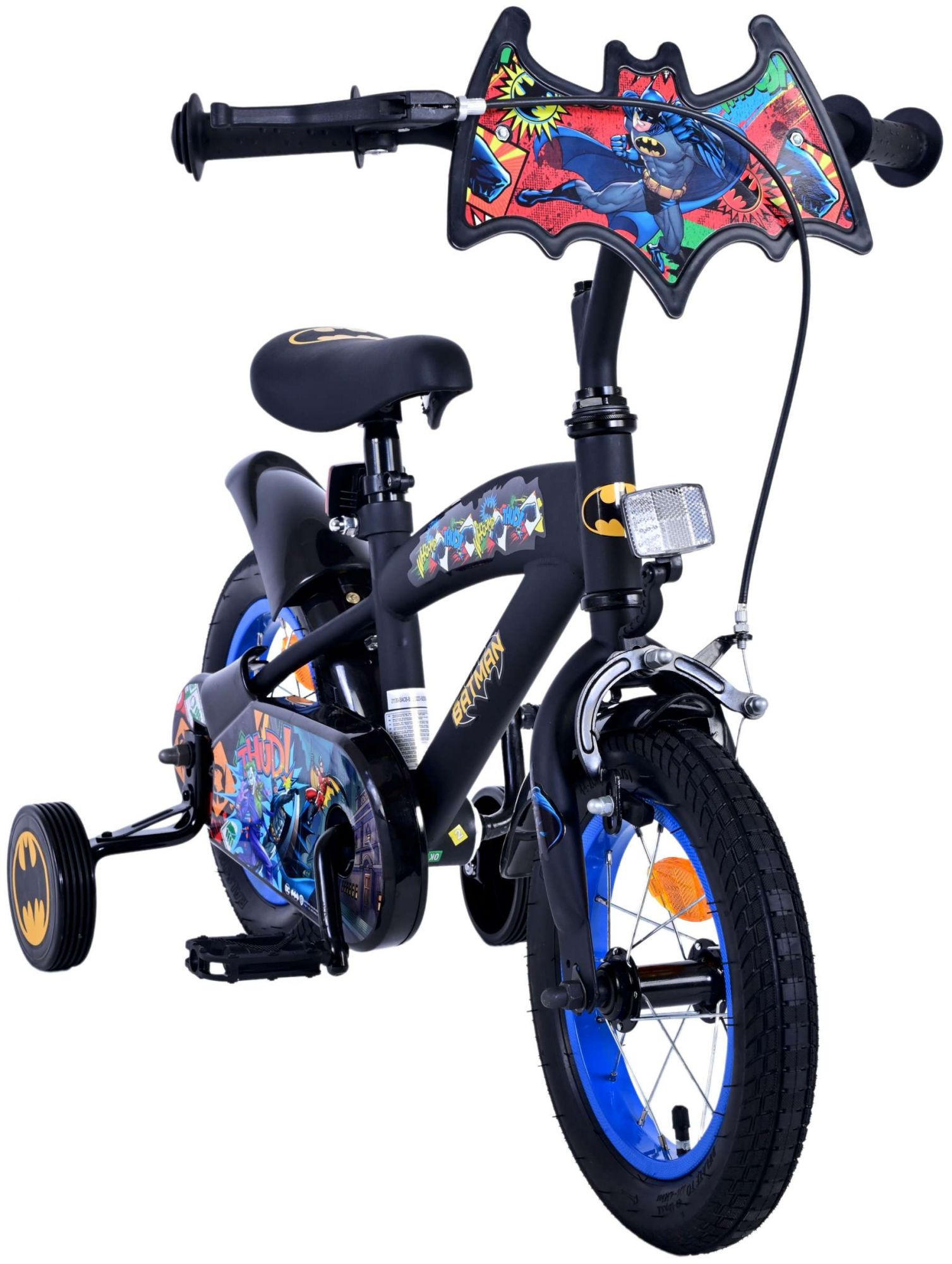 KINDERFAHRRAD DC Batman - Jungen - 12 Zoll - Rücktritt + Handbremse- Schwarz - Schwarz, Metall (42cm) - TPFSports