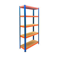 RAFT albastru portocaliu 5 polițe metal - multicolor, material plastic/compozit lemnos (75/150/30cm) - Relaxdays