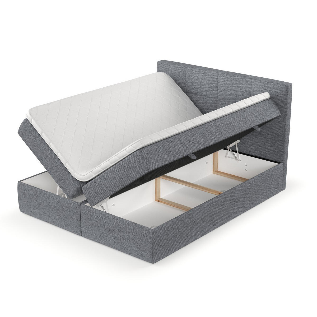 BOXBETT Oris 160/200 cm Grau im Neve Stoff - Schwarz/Grau, Holz/Holzwerkstoff (160/200cm) - AltaBeds