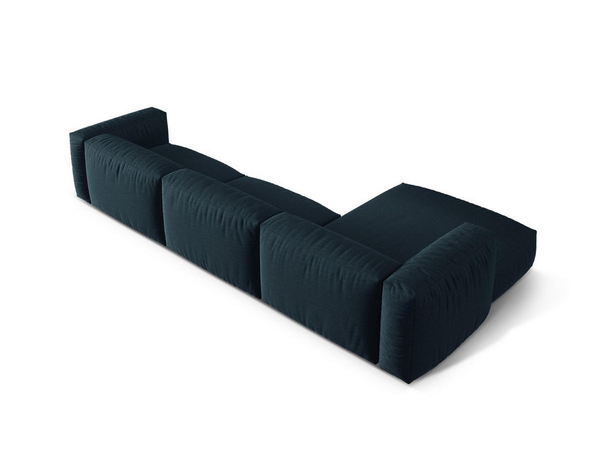 ECKSOFA modular links Martina aus strukturiertem Stoff jeansblau 3 Sitzplätze - Blau, Textil (176/332cm) - Micadoni