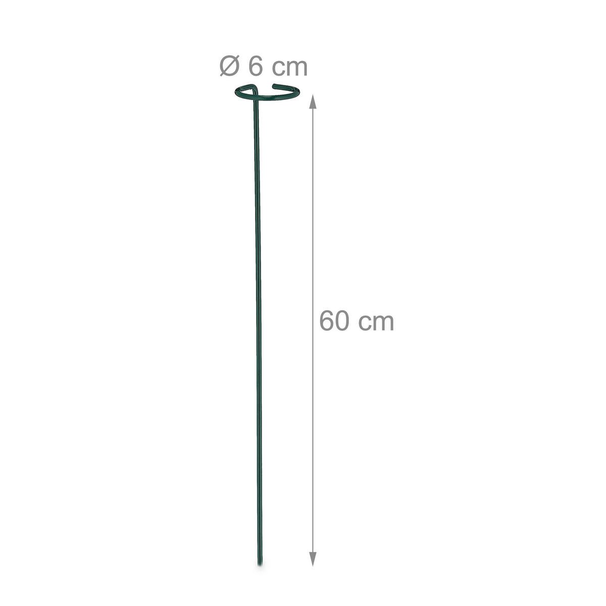 6XPFLANZSTÄBE - Dunkelgrün, Metall (6/60/6cm) - Relaxdays