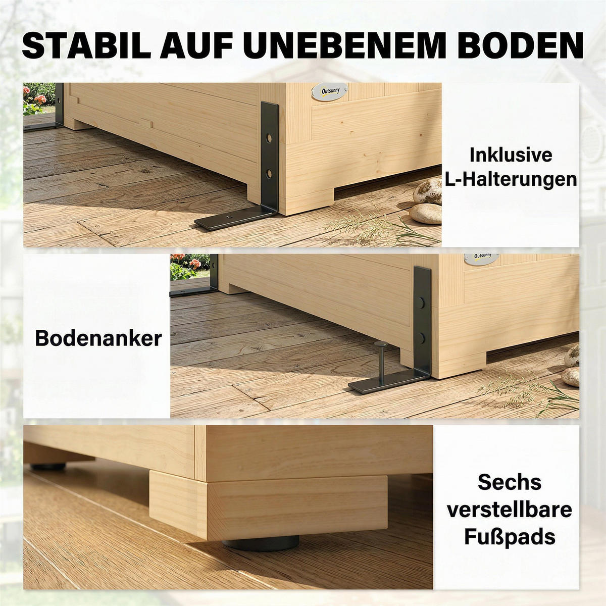 GERÄTESCHUPPEN DE-09248 Holzoptik - Naturfarben, Holz (147/198/68cm) - ComfortXL