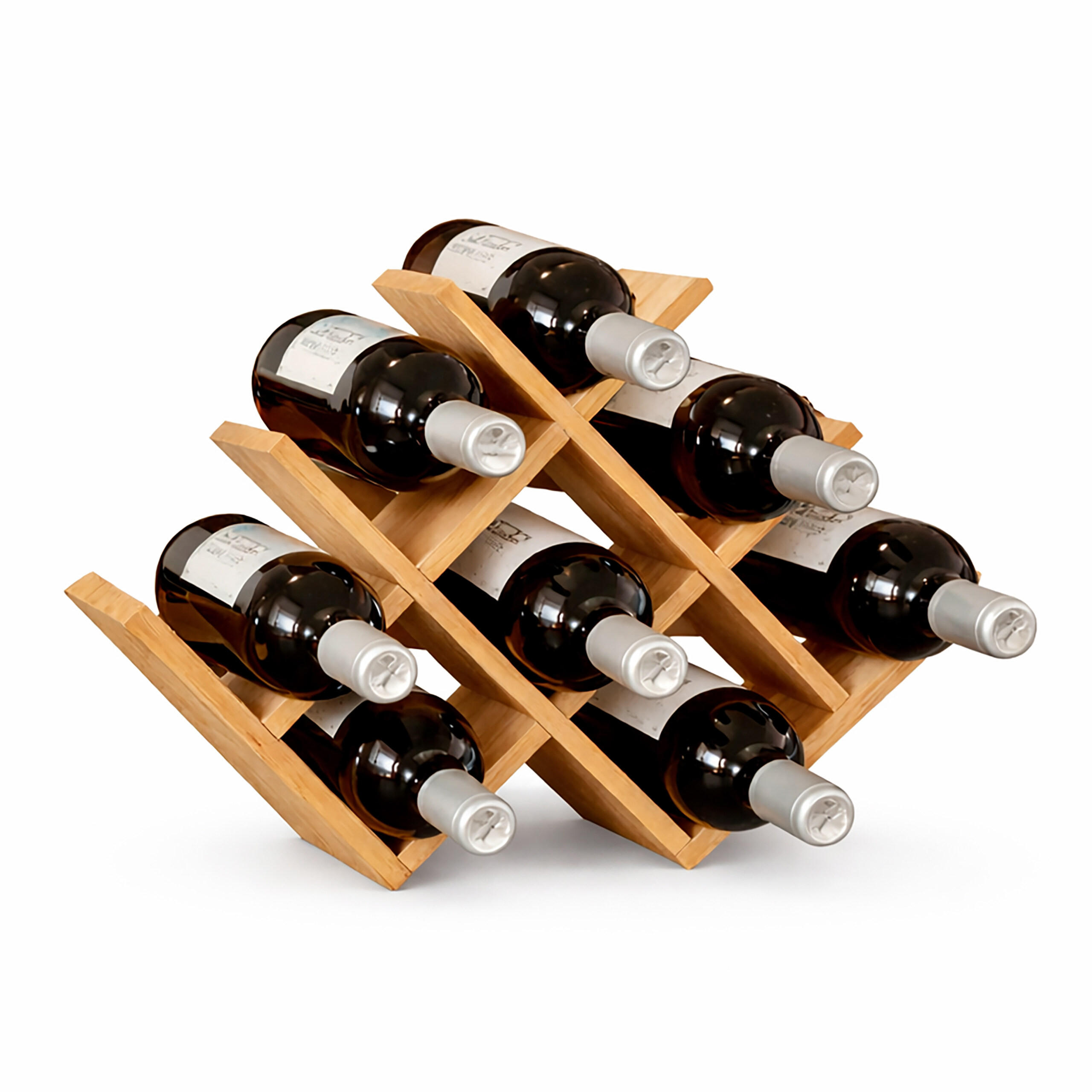 WEINREGAL - Hellbraun, Holz (42.5/29/43cm) - Relaxdays