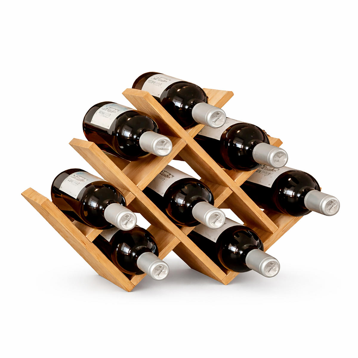 WEINREGAL - Hellbraun, Holz (42.5/29/43cm) - Relaxdays