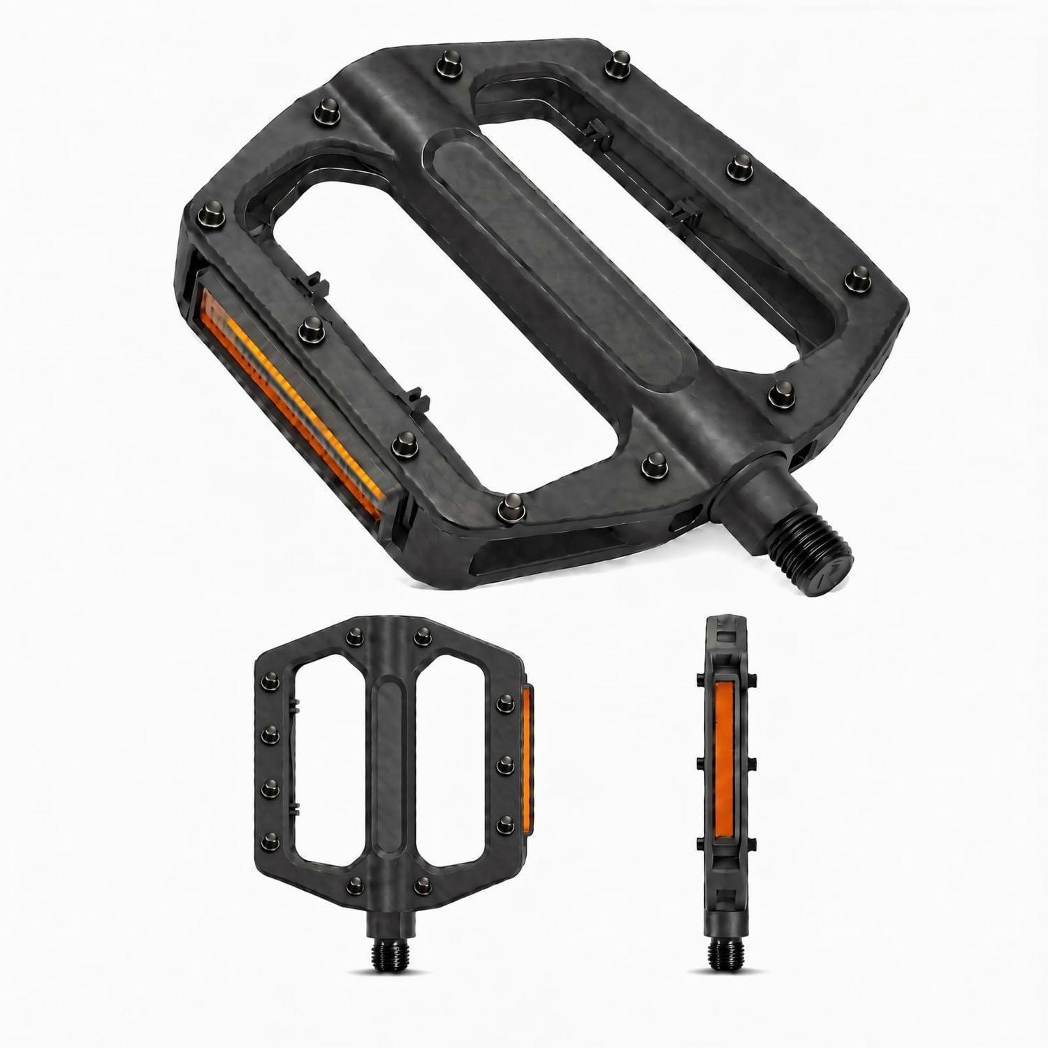 FAHRRADPEDALE 9/16 Zoll Mountainbike Rennrad mit Reflektoren und rutschfestem Profil - Schwarz, Metall (9.5/2.2/10cm)