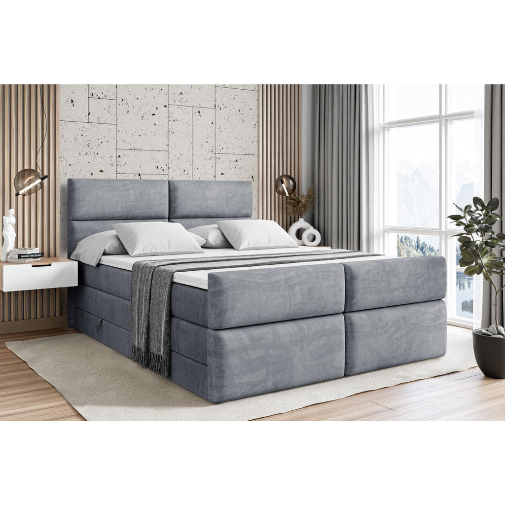 Thumbnail - Altdecor Boxspringbett, Grau, Holzwerkstoff, Höhe ca. 20 cm, 160x200 cm, Schlafzimmer, Betten, Boxspringbetten
