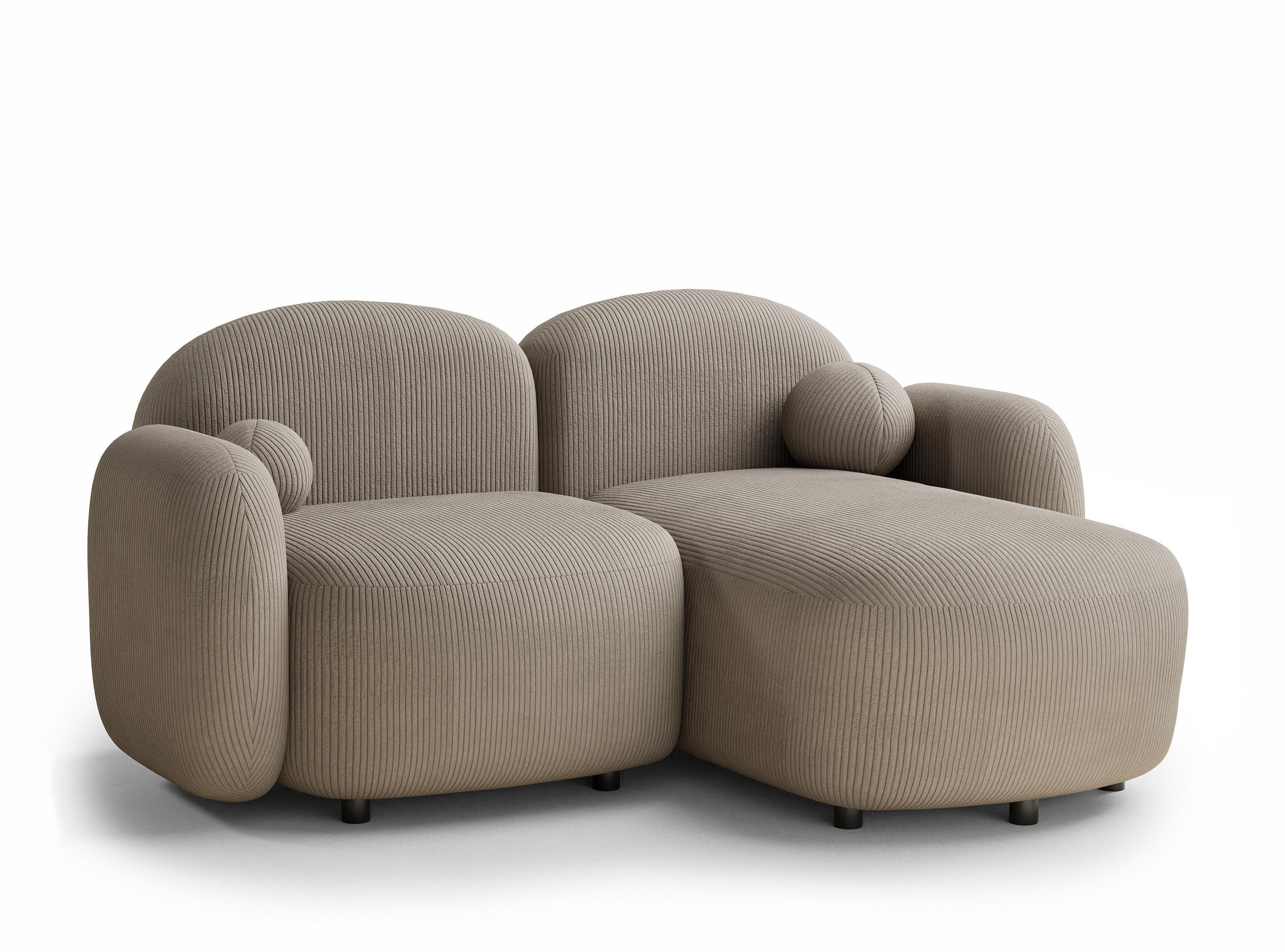 ECKSOFA Bahama Beige Samtstoff - Beige/Schwarz, Holz/Holzwerkstoff (190/146cm) - Maison de Reve