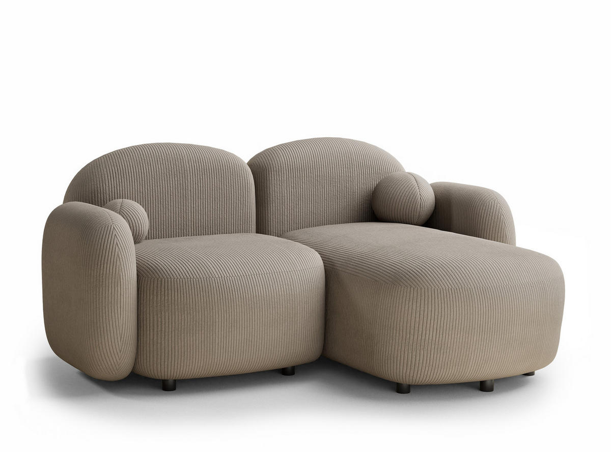 ECKSOFA Bahama Beige Samtstoff - Beige/Schwarz, Holz/Holzwerkstoff (190/146cm) - Maison de Reve