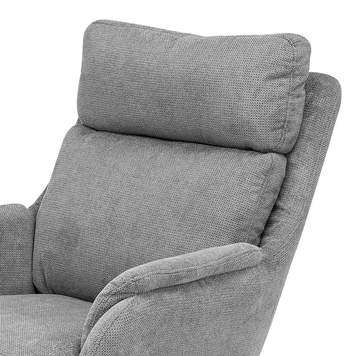 RELAXSESSEL mit Hocker - Schwarz/Grau, Textil/Metall (74/102/89cm) - home24