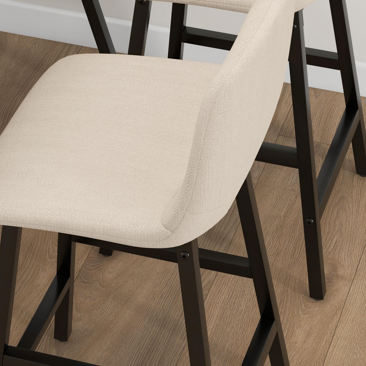BARGARNITUR 5-teilig DE-07973 Tisch und 4 Stühle mit Knopfheftung Beige - Beige, Holzwerkstoff (60/91/120cm) - ComfortXL