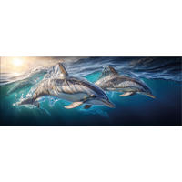 GLASBILD 80x30 cm Delfine türkis-blau - Blau, Glas (80/30cm) - artissimo