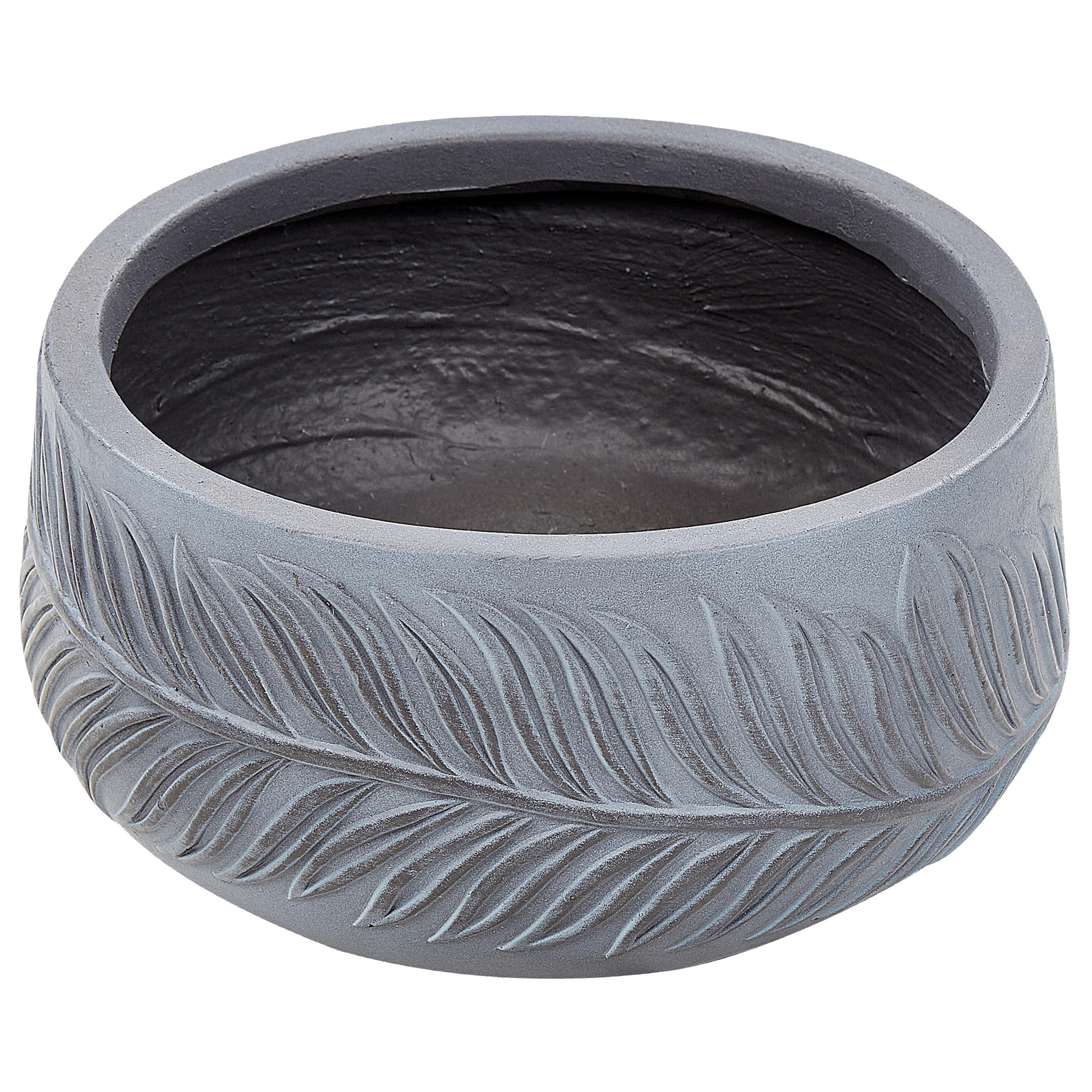 BLUMENTOPF grau rund 25/25/14 cm Ftero - Grau, Naturmaterialien (14cm) - Beliani