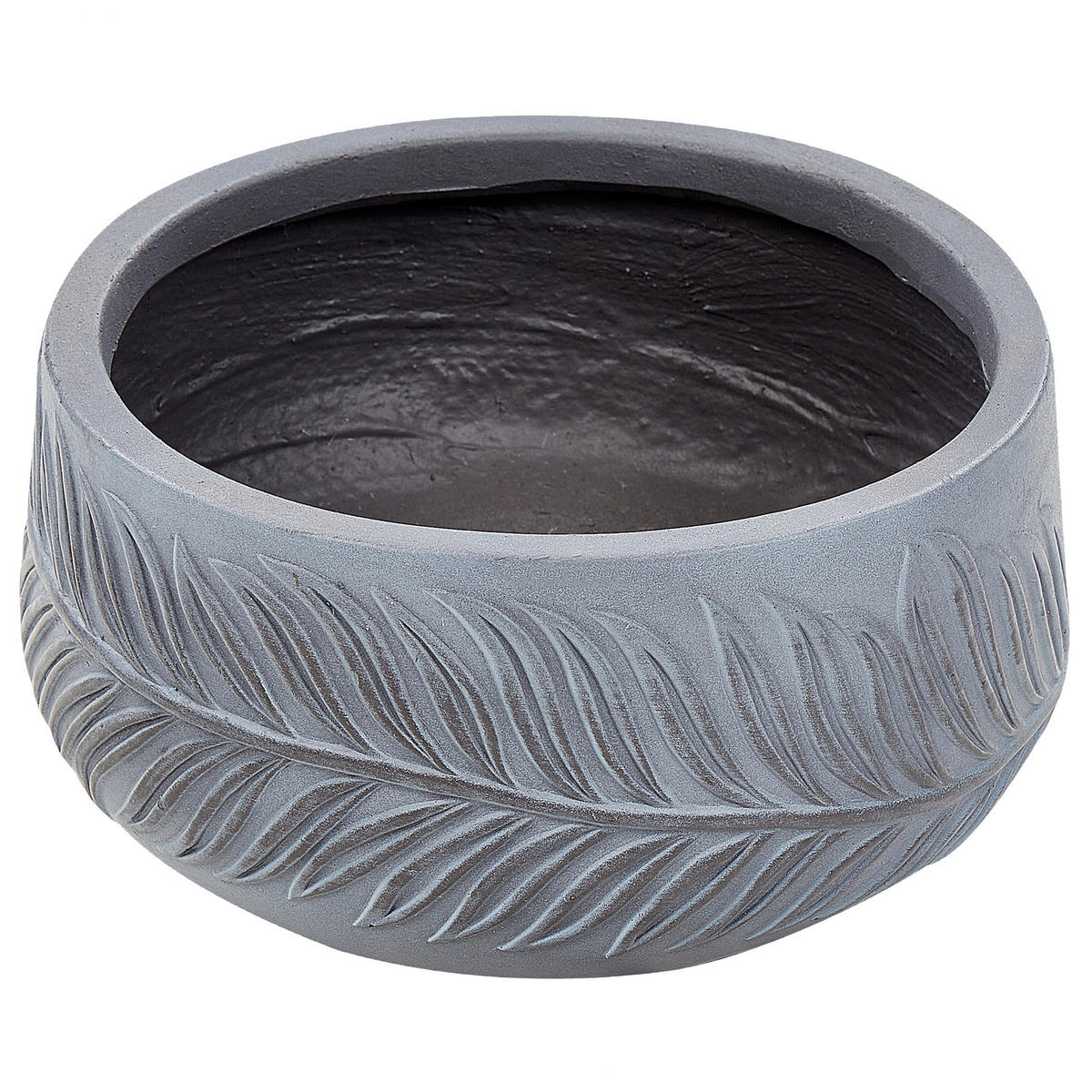 BLUMENTOPF grau rund 25/25/14 cm Ftero - Grau, Naturmaterialien (14cm) - Beliani