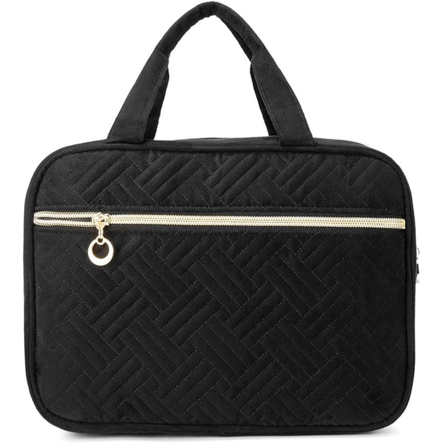 KULTURTASCHE Damen Schwarz mit Haken 28 cm - Schwarz, Textil (20/11/28cm)