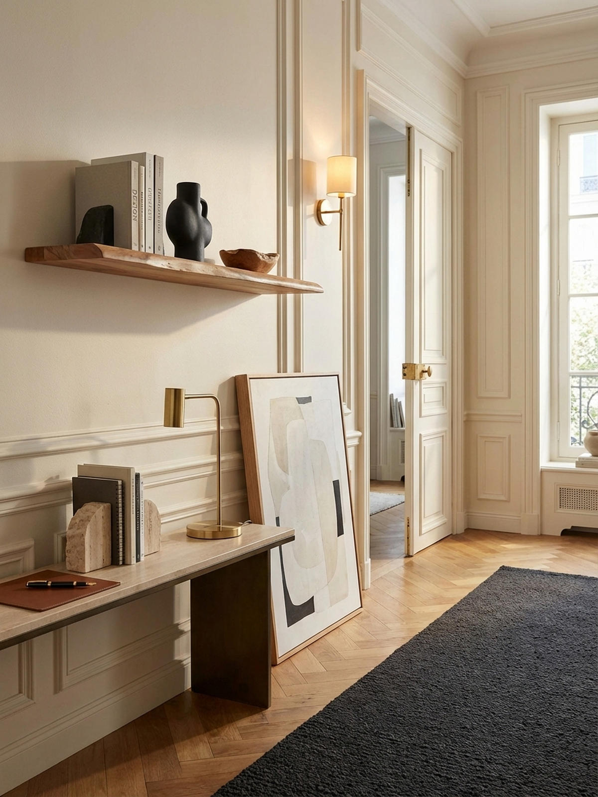 WANDREGAL Akazienholz Baumkante Rustikal, Beige 120x26x4 cm - Beige, Holz (120/4/26cm) - KADIMA DESIGN