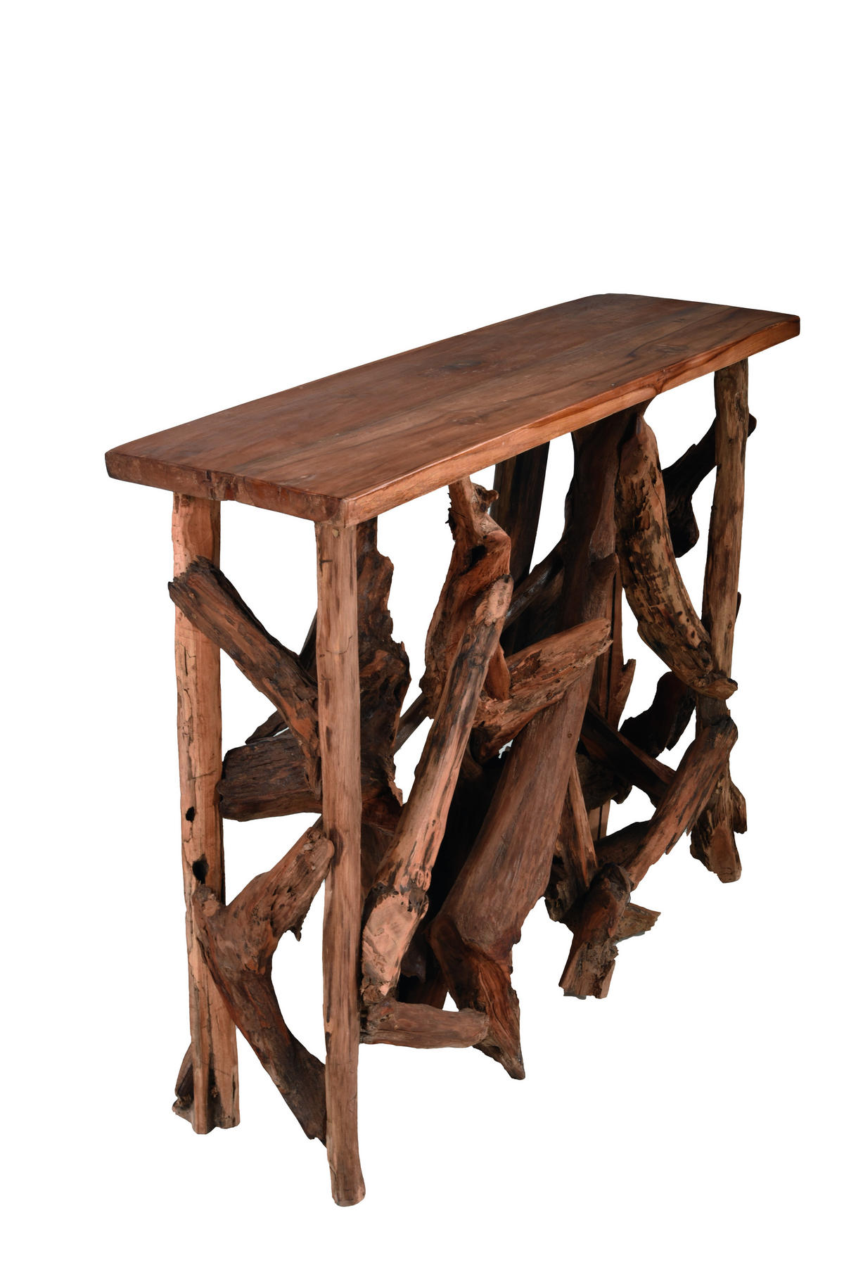 TISCH Tim Teakwurzel Design Teak Natur 81x30x99cm - Hellbraun, Holz (99/30/81cm) - DELUKE