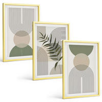 BILDER SET 3er Set - 40x60 cm Goldrahmen - Abstrakte Formen mit Grün - Goldfarben, Kunststoff (40/60cm) - TULUP