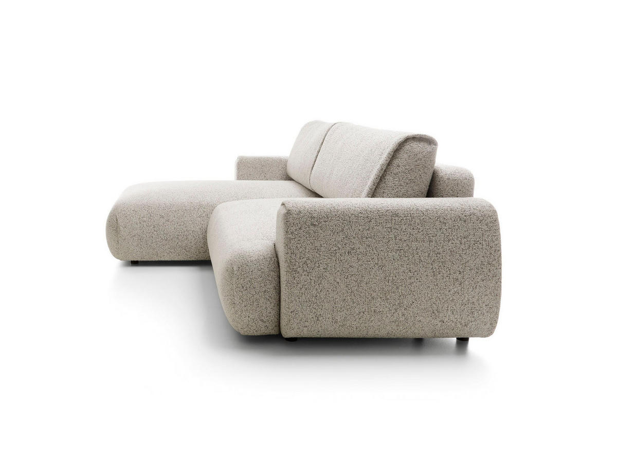 ECKSOFA ZEST Beige Geflochtener Stoff mit Schlaffunktion - Beige, Holz (270/167cm) - MASSENO