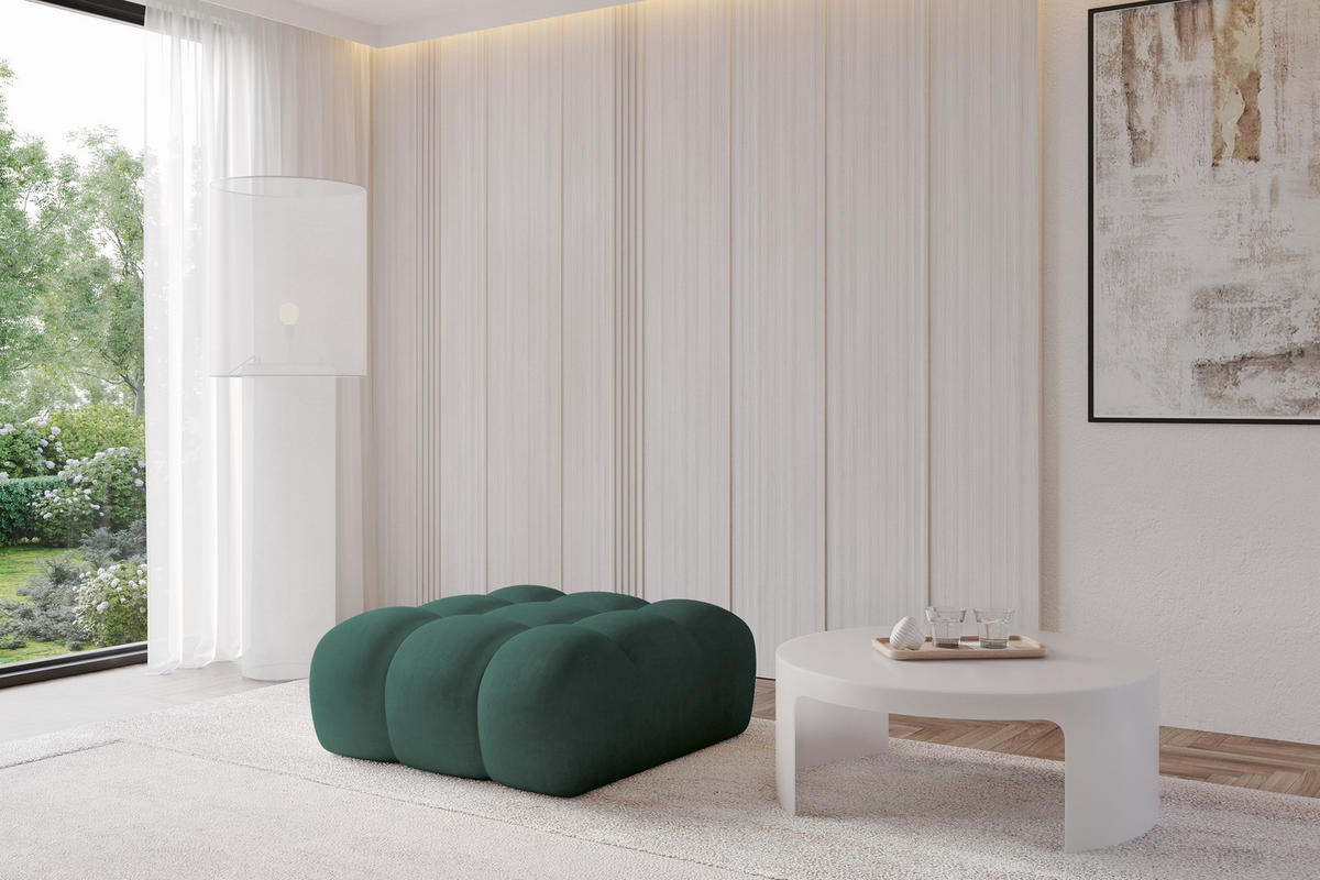 TABURET OLEA-PUF 91x87x44 cm Zelená Velur - černá/tmavě zelená, kompozitní dřevo/textil (91/44/87cm) - ALTDECOR