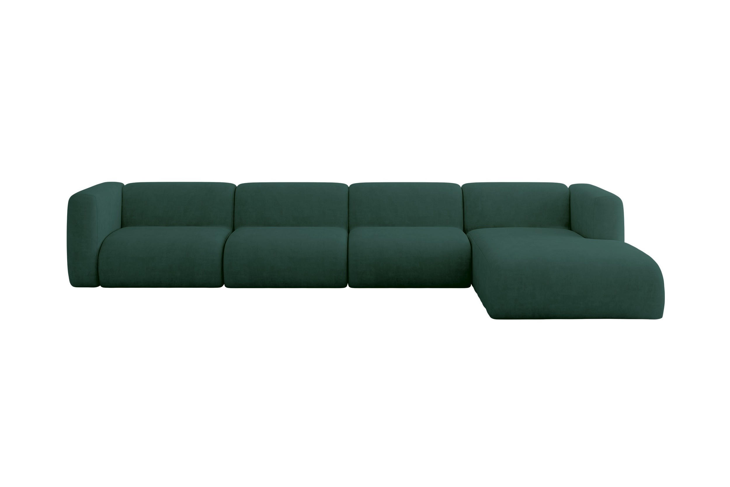 ALTDECOR ROHOVÁ SEDAČKA S PRAVOU OTOMANOU MIRA-L3 409x179x70 Zelená Velur