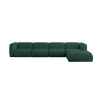 ECKSOFA Ottomane Rechts MIRA-L3 409x179x70 Grün Velours - Dunkelgrün/Schwarz, Holzwerkstoff/Kunststoff (409/179cm) - ALTDECOR