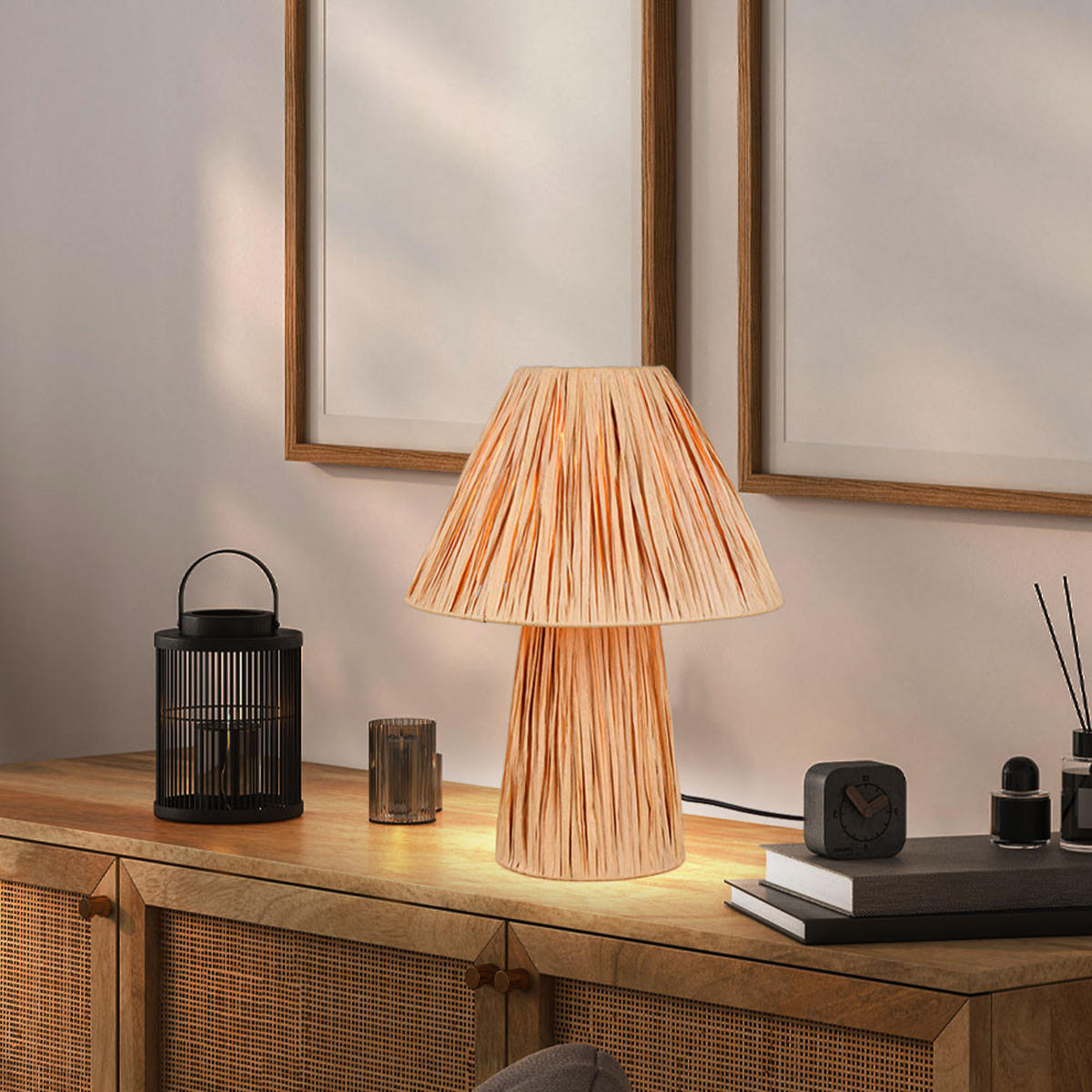 TISCHLEUCHTE Papier Braun naturbelassen - Braun, Papier (24/24/31cm)