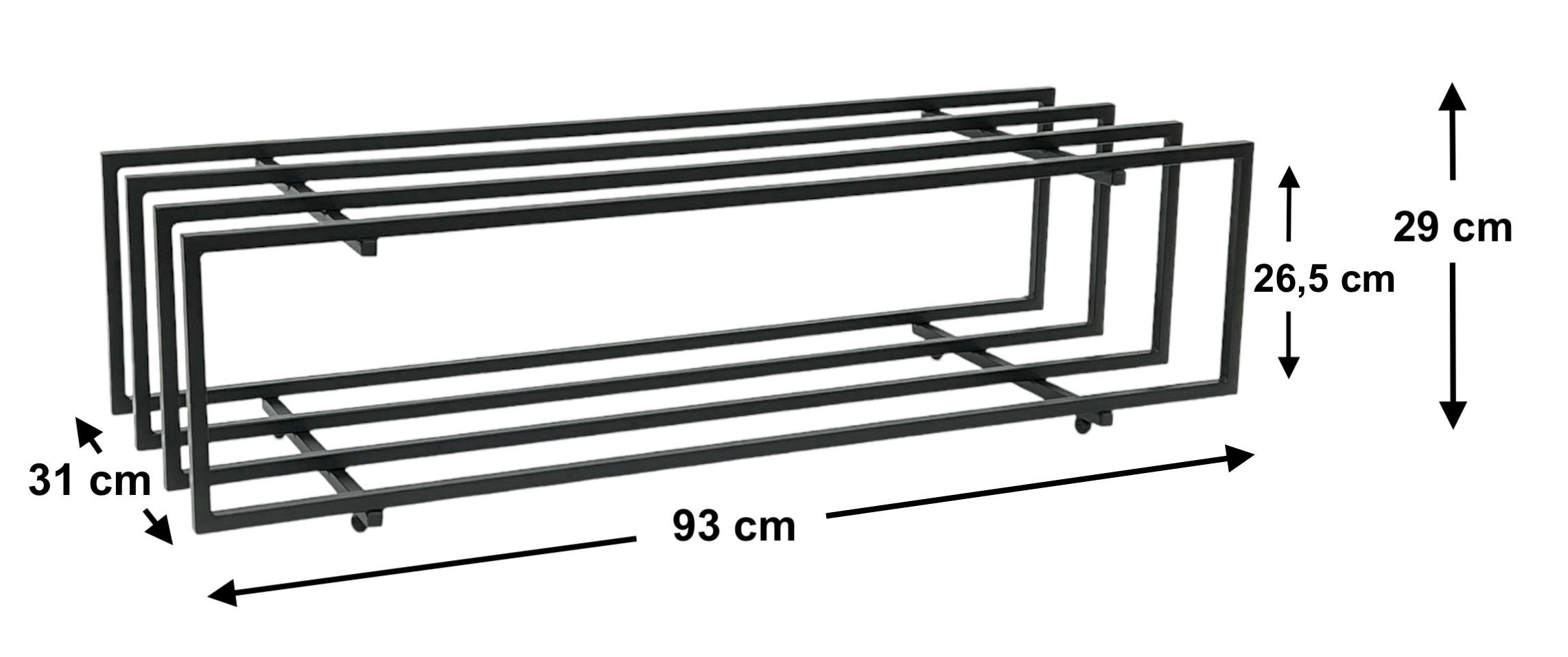 SCHUHREGAL Metall Schwarz 2 Ebenen - Schwarz, Metall (93/23/31cm) - DanDiBo