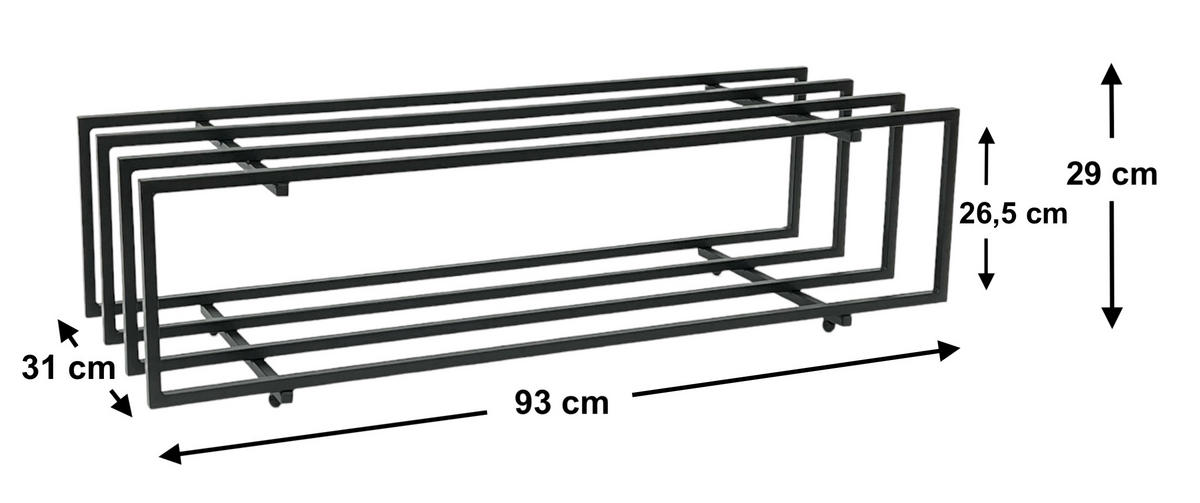 SCHUHREGAL Metall Schwarz 2 Ebenen - Schwarz, Metall (93/23/31cm) - DanDiBo