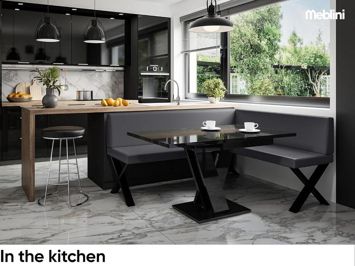 ECKBANK TONI_X - Grau, Leder (128/168cm) - Meblini