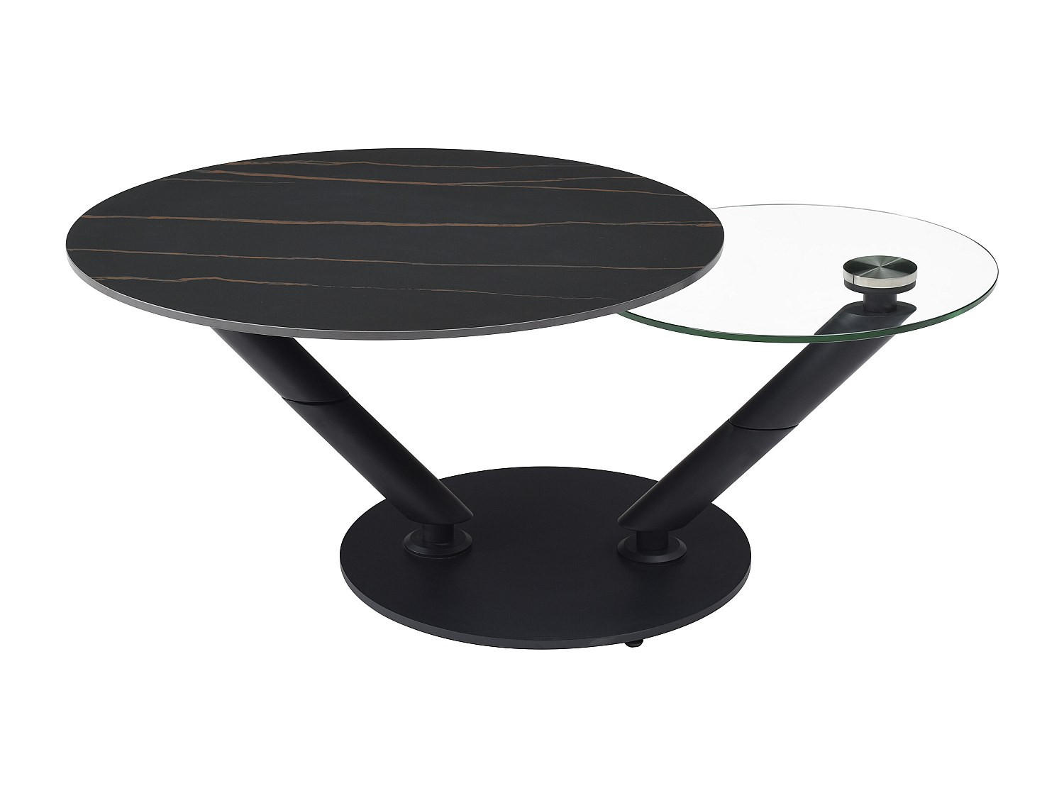 COUCHTISCH - 130 cm, 80 cm x 80 cm - Glas, Keramik - Transparent, Schwarz - ELDOVA - Schwarz, Glas/Keramik (80/130/43cm) - Vente-Unique