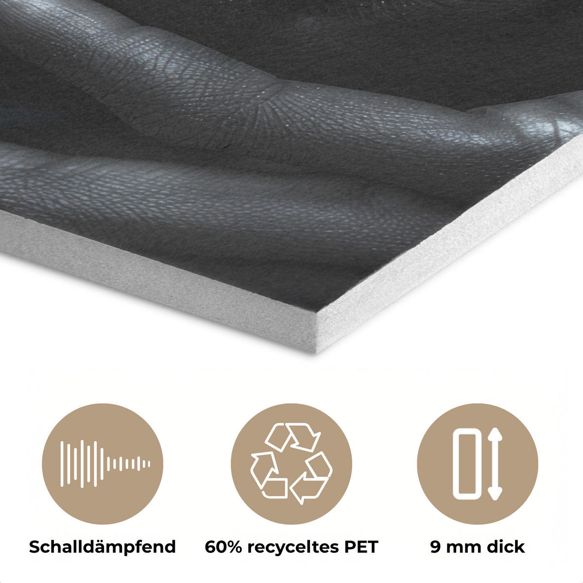 AKUSTIKPANEEL Frau - Gold - Porträt - Schwarz-Weiß - Luxus 90x90 cm - Hellblau, Textil (90/0.9/90cm) - MuchoWow