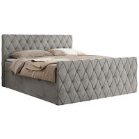 BOXBETT MIREN DUO 160/200 - Hellgrau Velvet - H3 - Hellgrau, Holz/Textil (160/200cm) - MKS