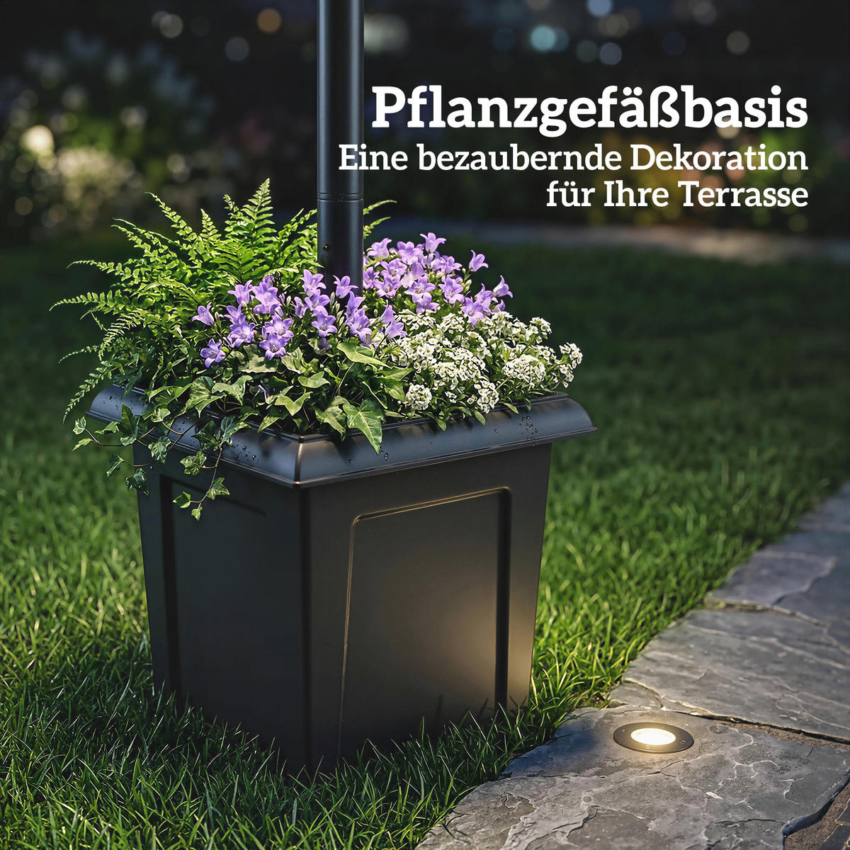 SOLARLATERNE ABS Edelstahl Schwarz - Schwarz, Metall (53.5/30/182cm) - Outsunny