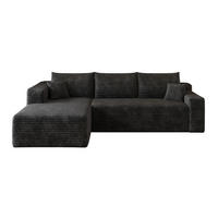 ECKSOFA 241/151/58 cm schwarz aus Stoff mit Chaiselongue ohne Montage - Schwarz, Textil (151/241cm) - OKWISH