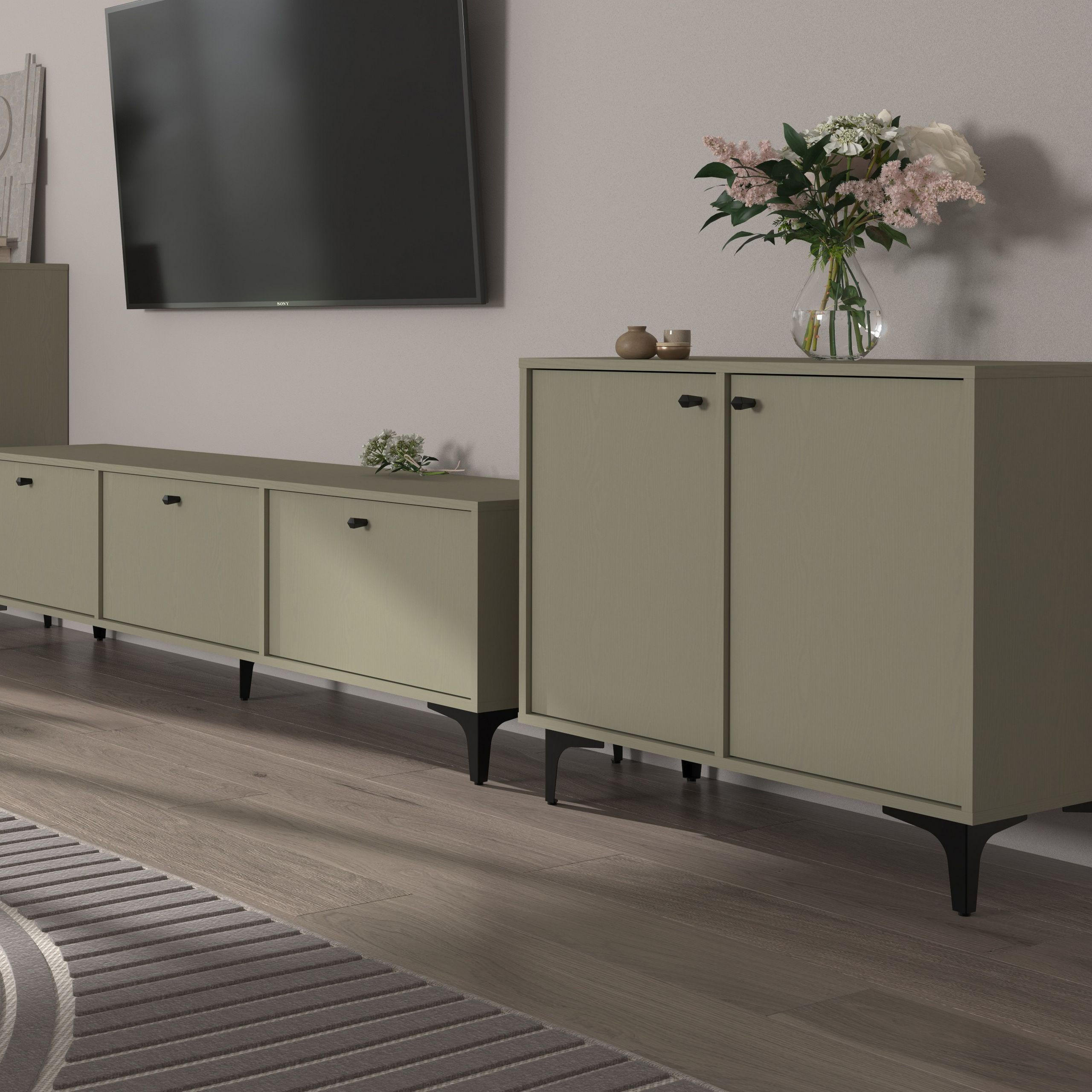 KOMMODE TORINO 84/72/41 cm mit 2 Türen Hellgrün - Hellgrün, Holzwerkstoff (84/72/41cm) - MASSENO