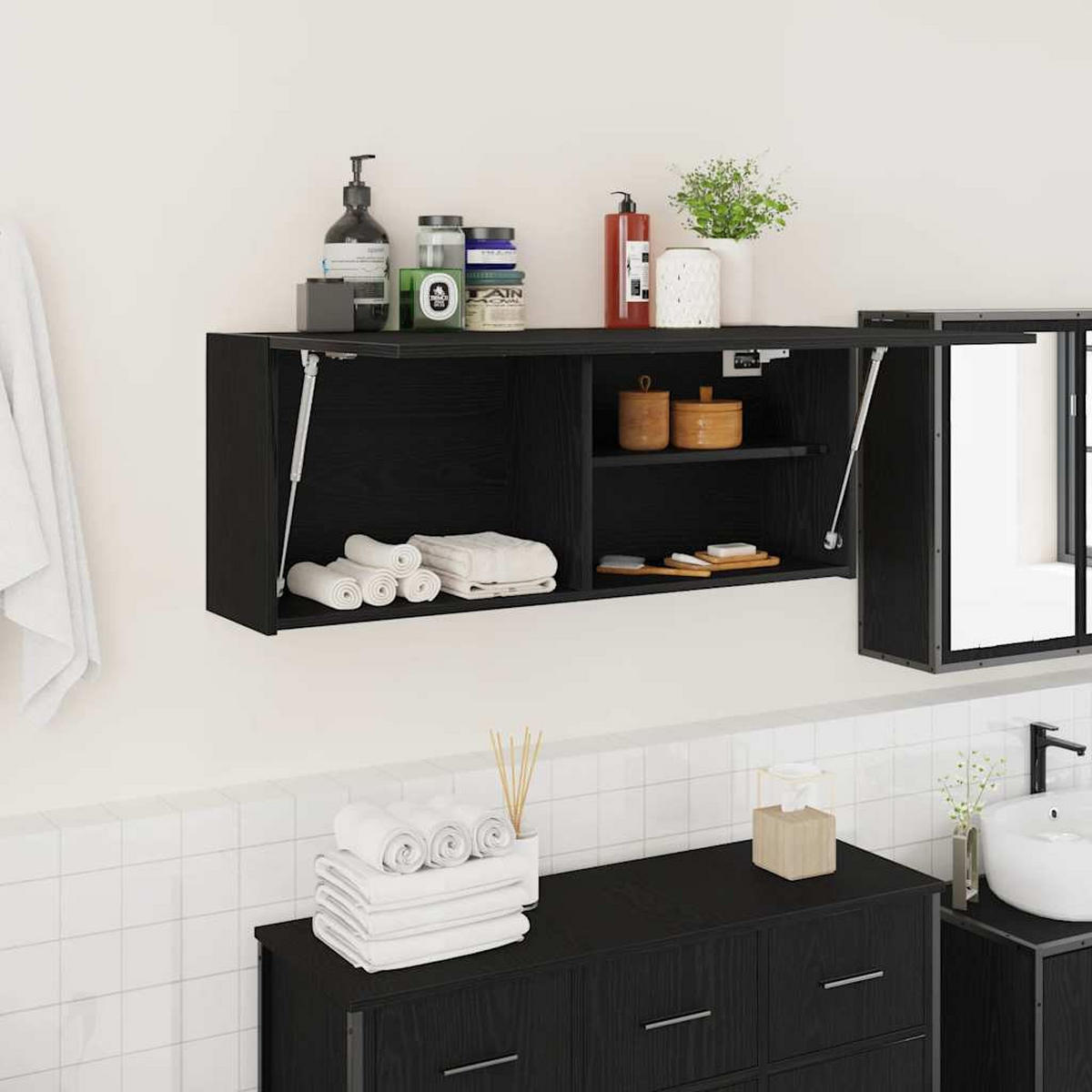 BAD-WANDSCHRANK Schwarz 100/25/40 Cm Holzwerkstoff - Schwarz, Holzwerkstoff (25/40/100cm) - vidaXL
