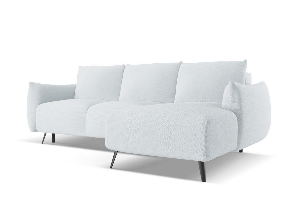 ECKSOFA mit Schlaffunktion Chenille Stoff Blau - Blau/Schwarz, Textil/Metall (242/162cm) - Makamii