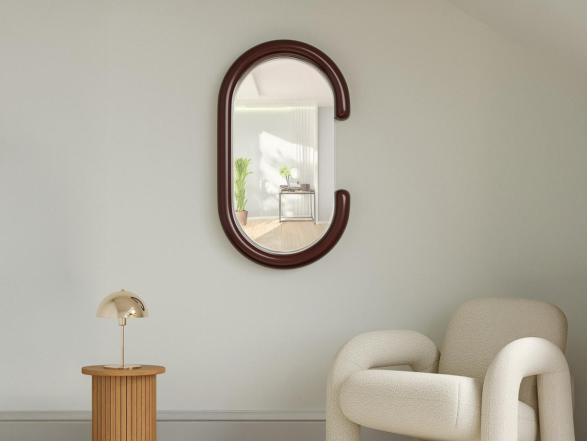 WANDSPIEGEL - 60 cm x 4.8 cm - Holz, Platte - Schokoladenbraun - YALMA - Braun, Holz (60/105/4.8cm) - Vente-Unique