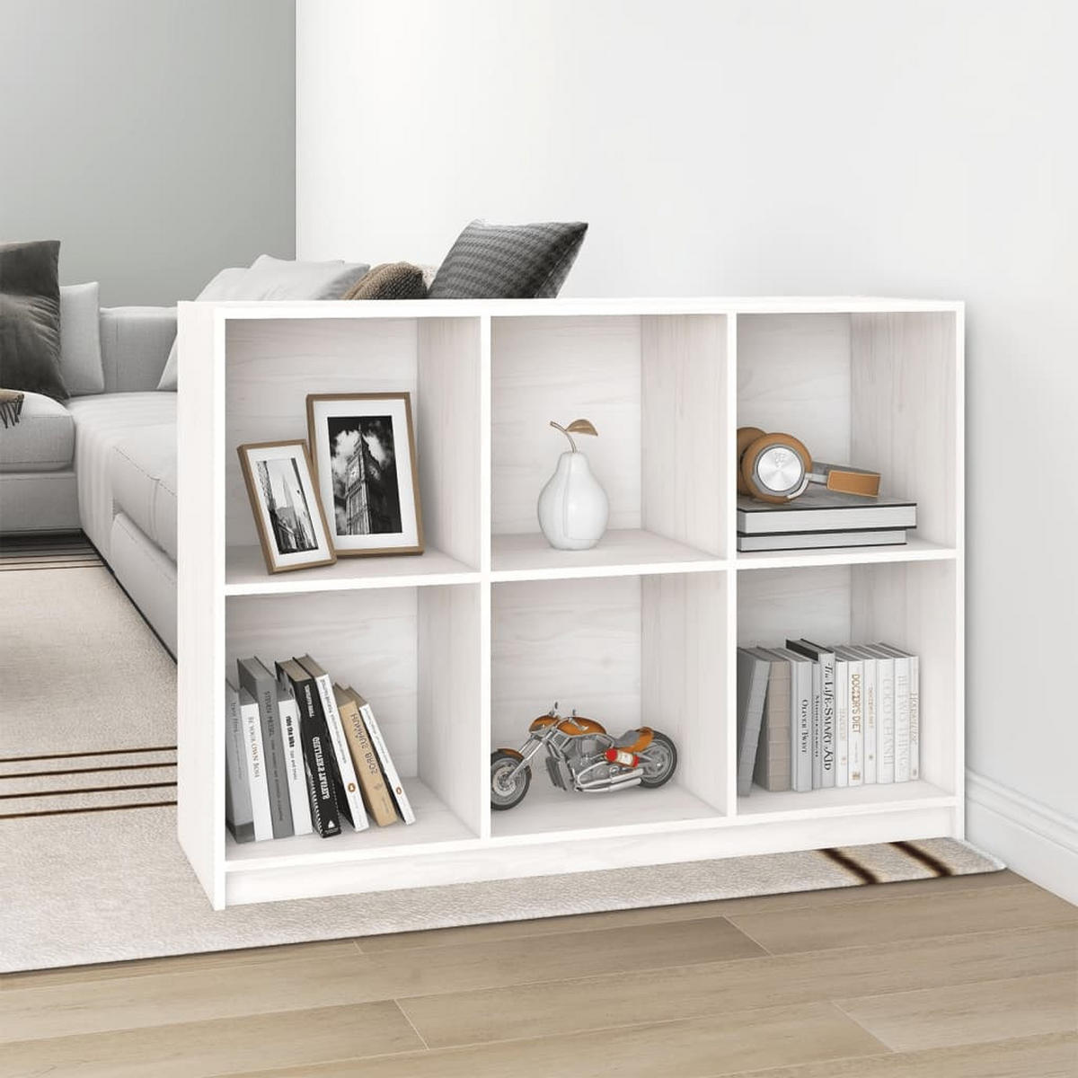 BÜCHERREGAL Weiß 104x33x76 cm Massivholz Kiefer - Weiß, Holz (104/76/33cm) - furnicato