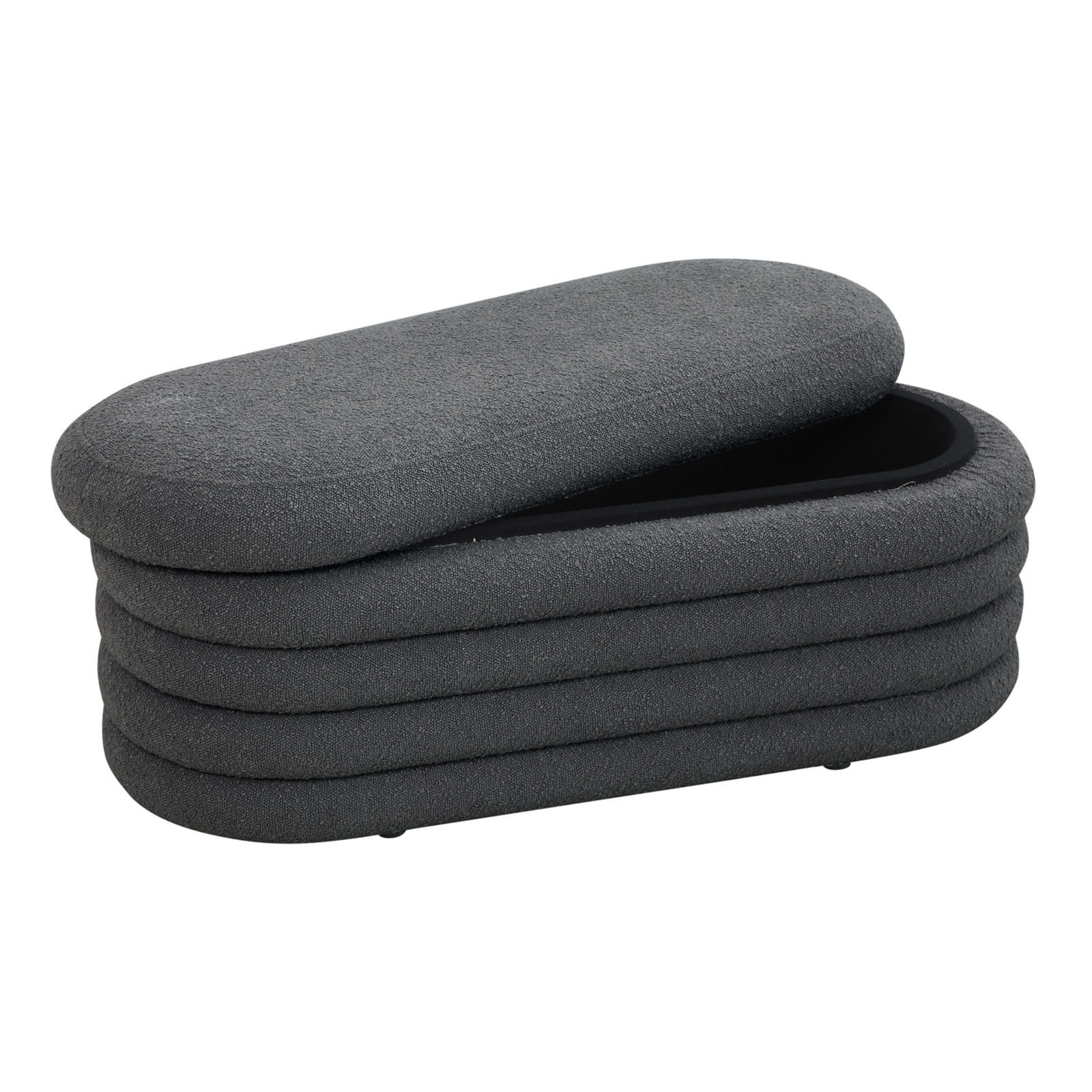 HOCKER BLOSSOM XL mit Aufbewahrung Boucle Dunkelgrau - Anthrazit, Textil (45/42/108cm) - SVITA
