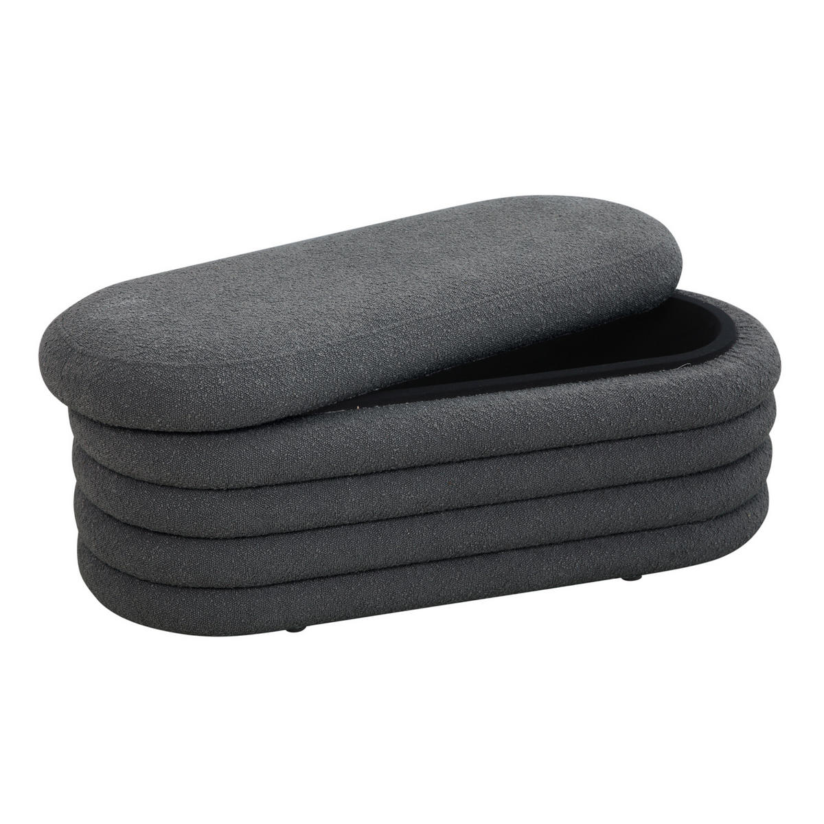 HOCKER BLOSSOM XL mit Aufbewahrung Boucle Dunkelgrau - Anthrazit, Textil (45/42/108cm) - SVITA