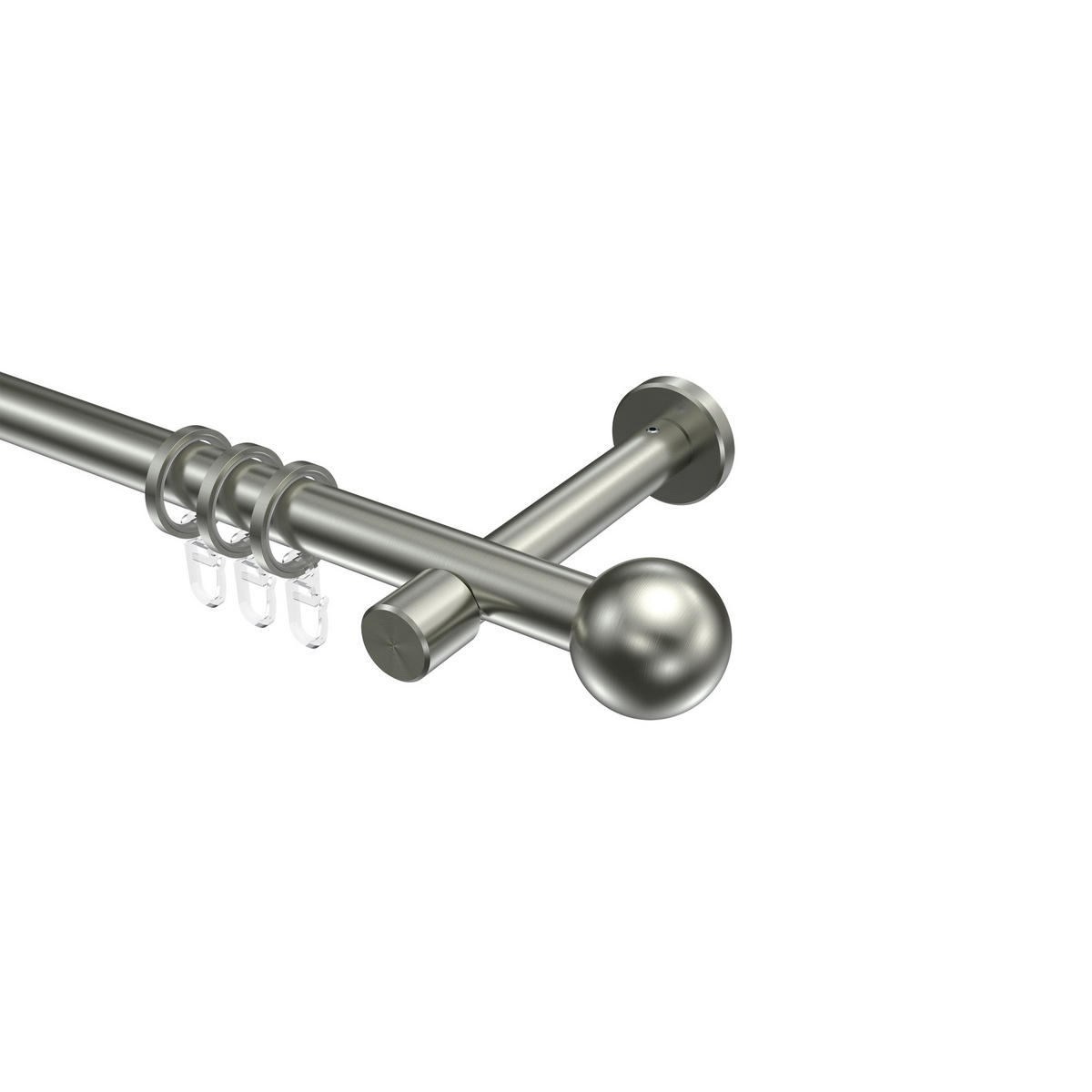 GARDINENSTANGEN-SET Prestige Luino 360 cm (geteilt in 2 x 180 cm), 1-läufig, 20 mm Ø Edelstahl-Optik - Edelstahlfarben, Metall (360cm) - INTERDECO
